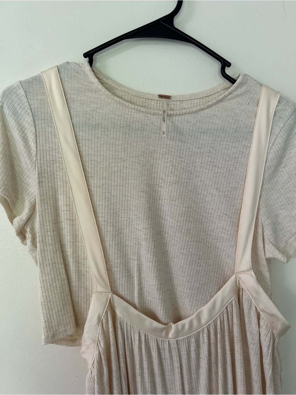 Free People Brookside Rib T-Shirt & Overalls Set in Ivory - Picture 3 of 6